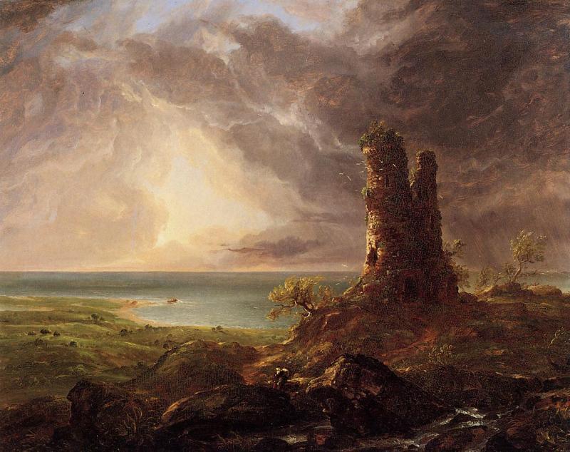 Thomas Cole Romantic Landscape with Ruined Tower